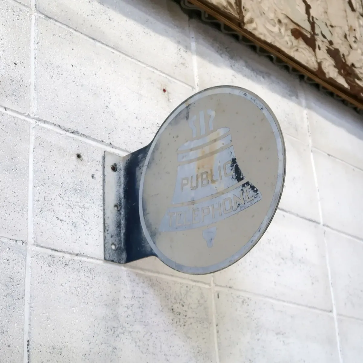 PUBLIC TELEPHONE ビンテージ 両面メタルサイン