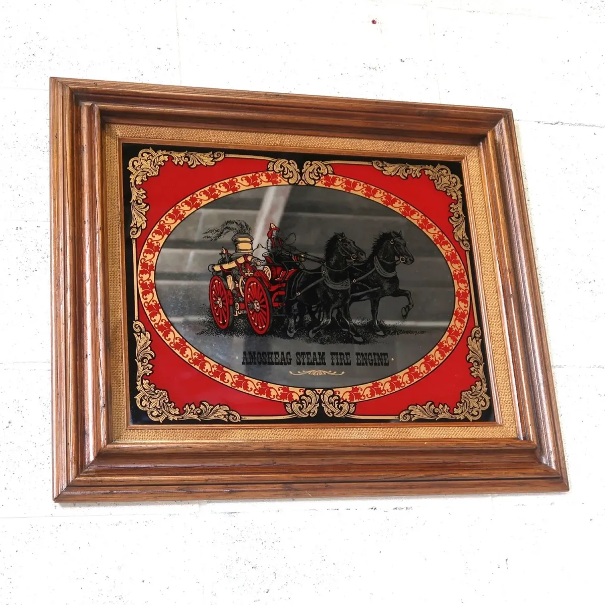 AMOSKEAG STEAM FIRE ENGINE ビンテージ ウォールミラー