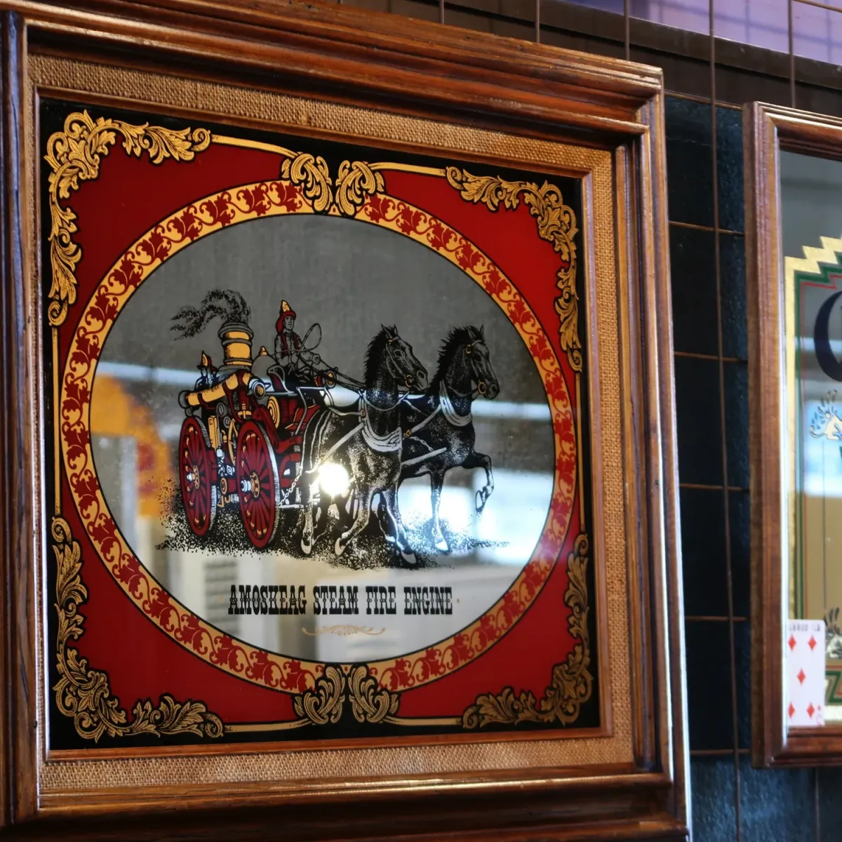 AMOSKEAG STEAM FIRE ENGINE ビンテージ ウォールミラー