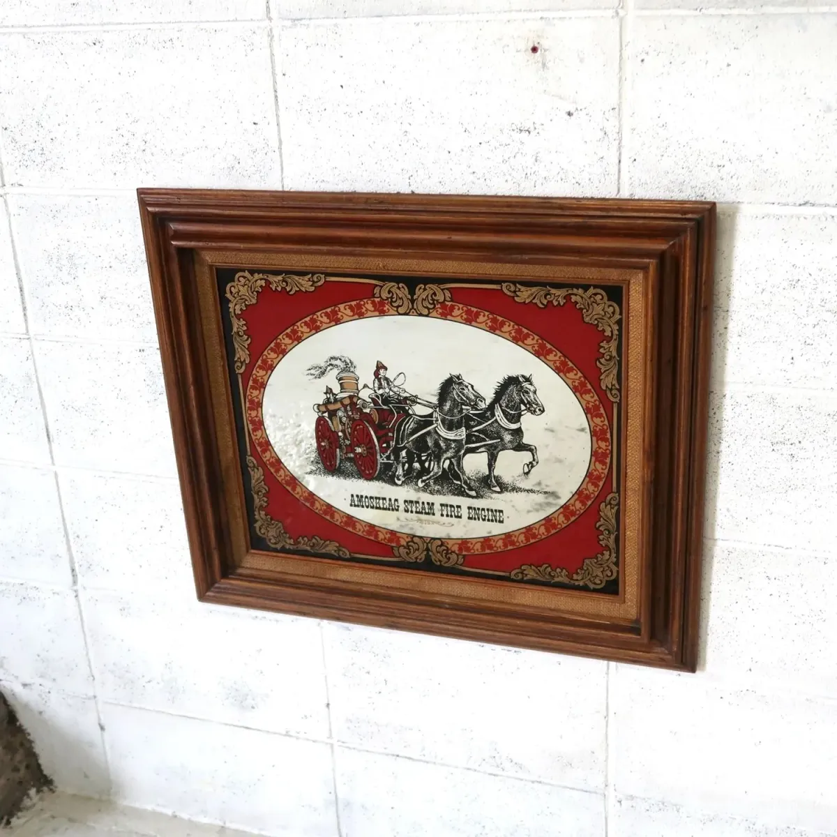 AMOSKEAG STEAM FIRE ENGINE ビンテージ ウォールミラー
