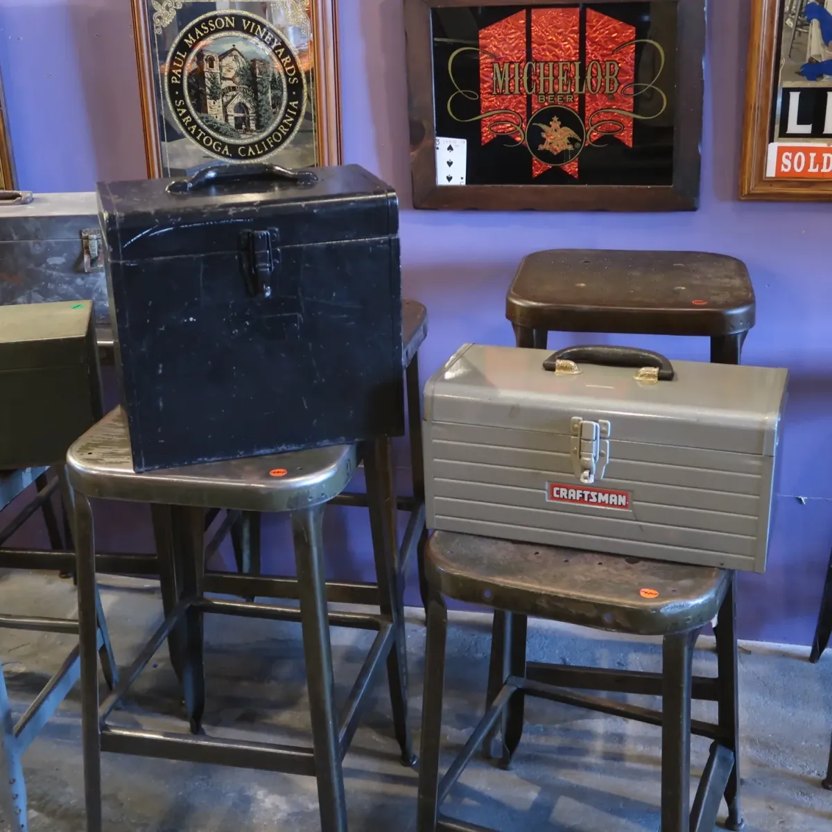 ビンテージ メタルボックス レコードボックス