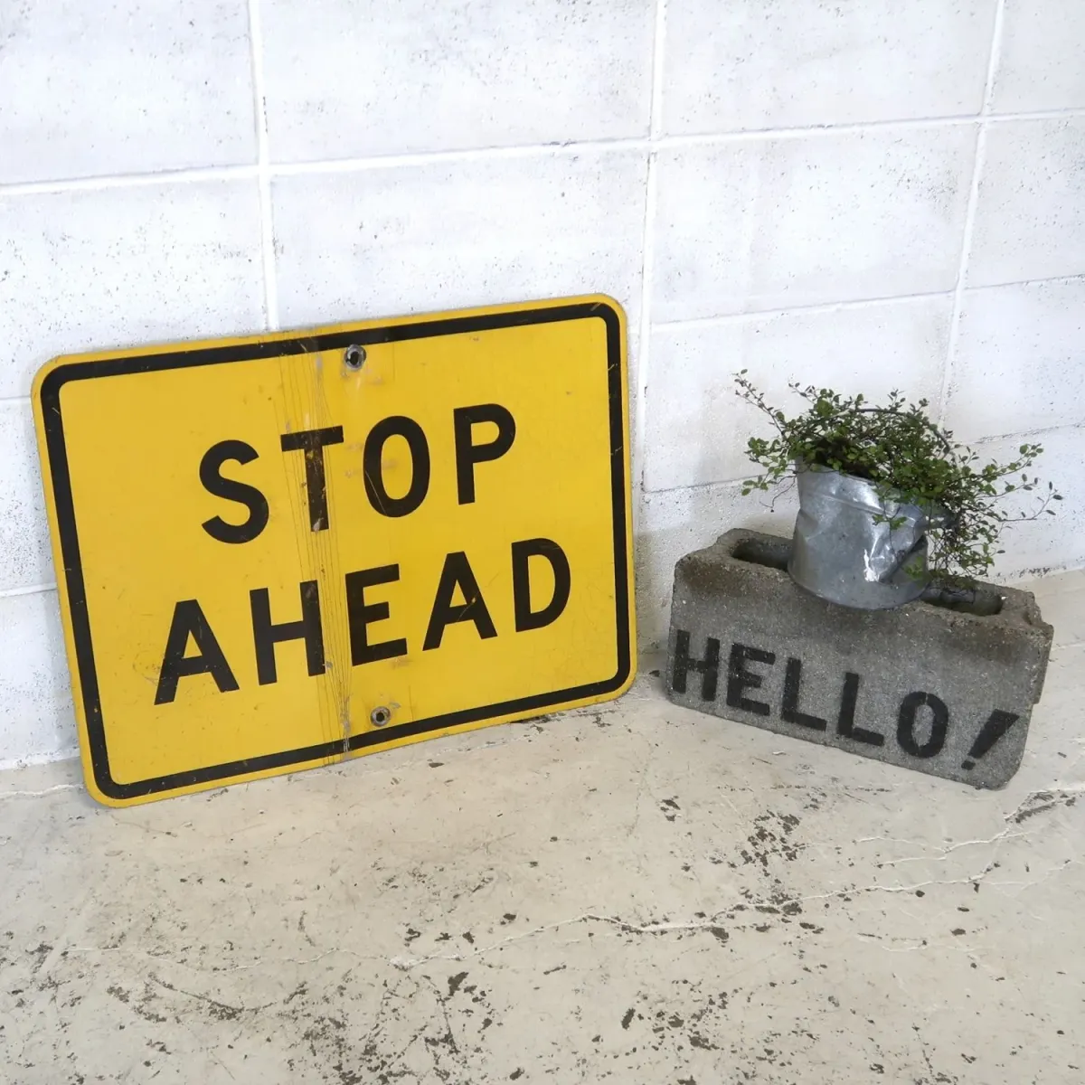 STOP AHEAD ビンテージ ロードサイン