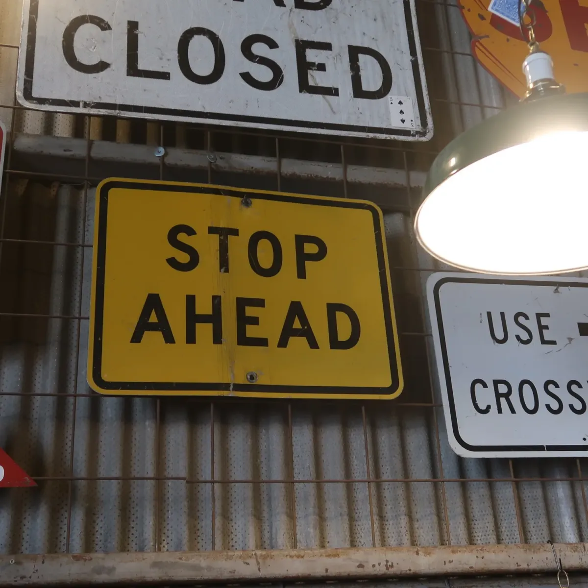 STOP AHEAD ビンテージ ロードサイン