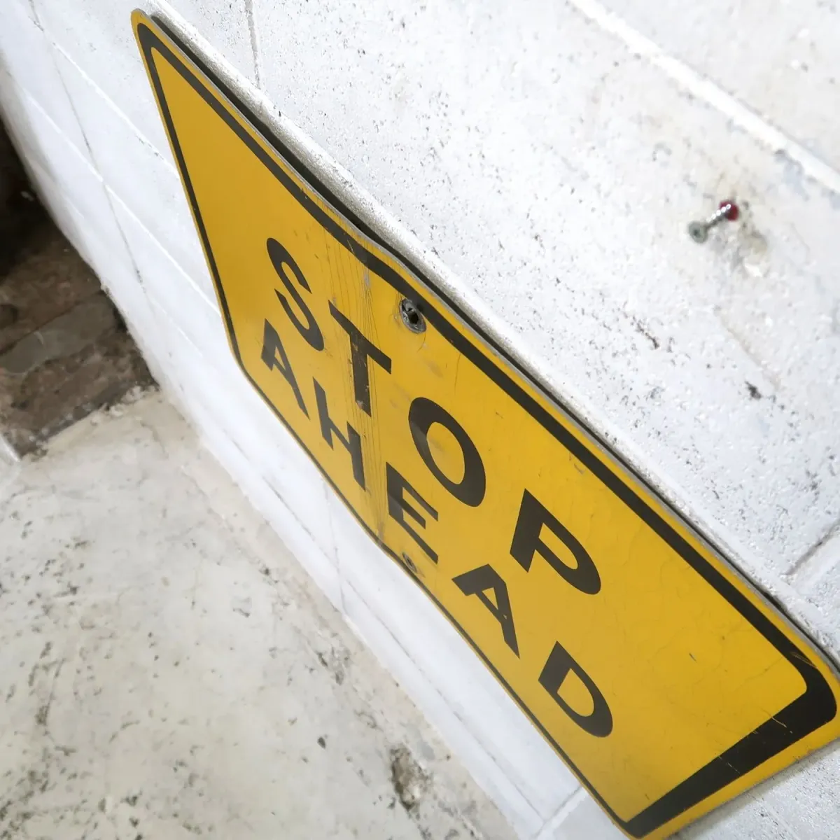 STOP AHEAD ビンテージ ロードサイン