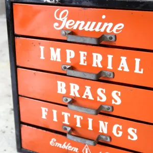 IMPERIAL BRASS FITTINGS ビンテージ パーツキャビネット