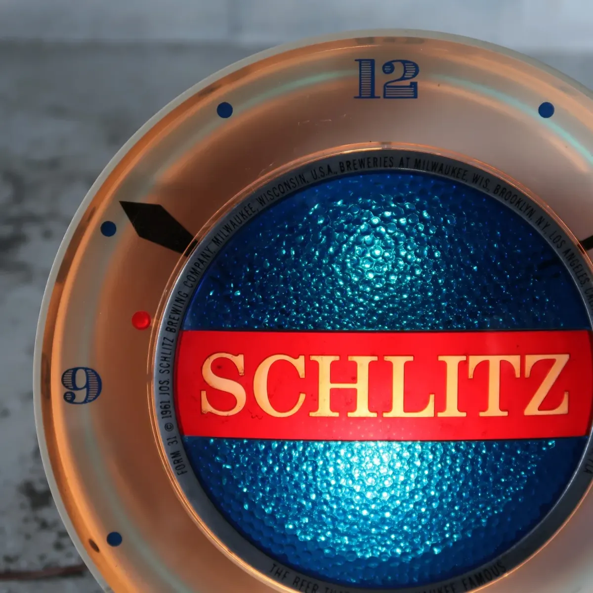 SCHLITZ ビンテージ モーション ライトクロック