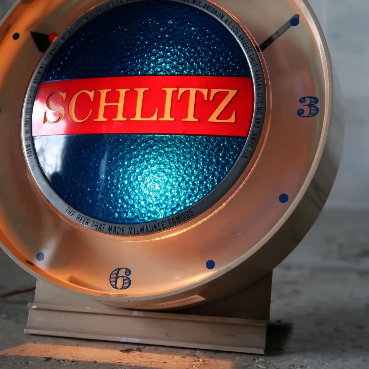 SCHLITZ ビンテージ モーション ライトクロック