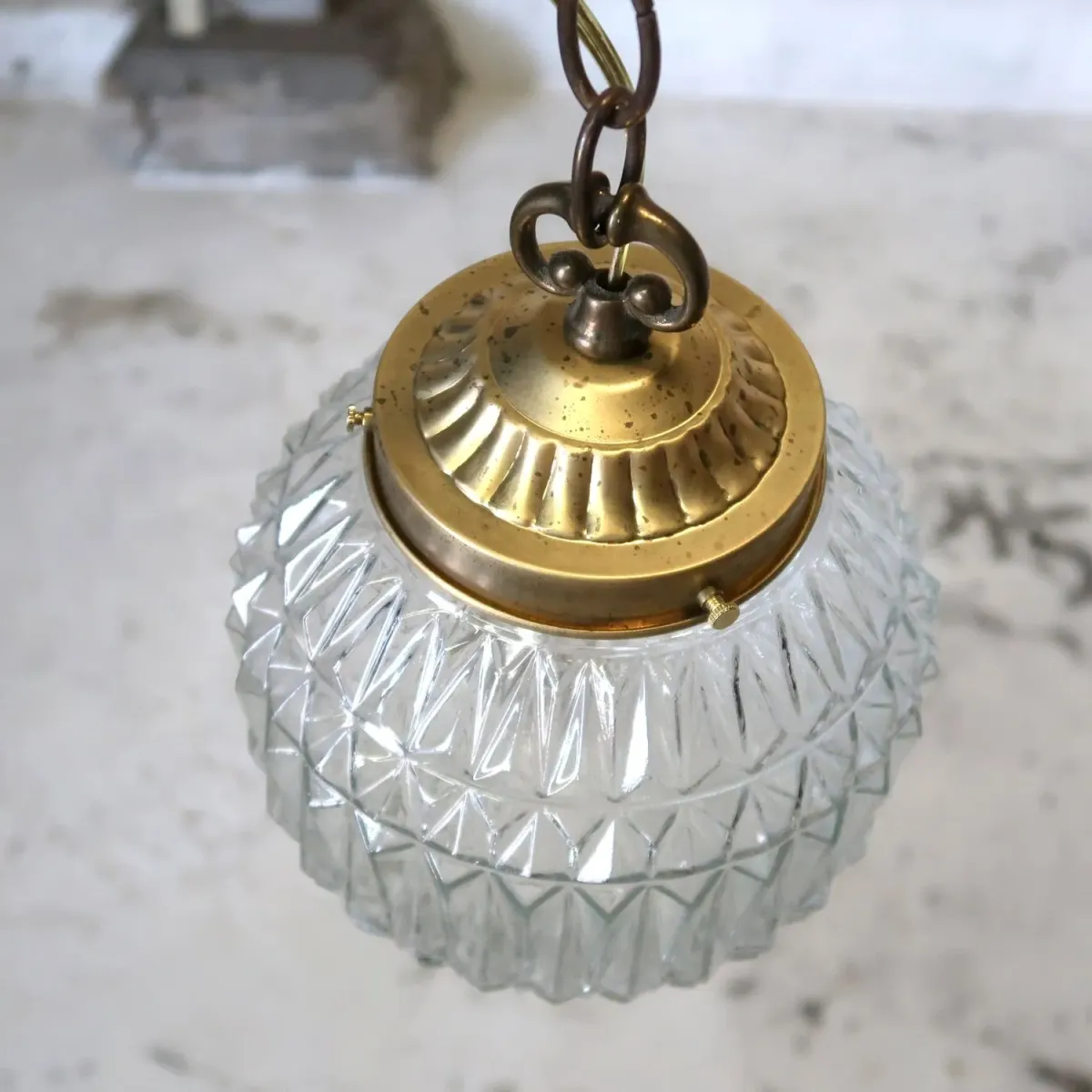 アンティーク カットガラスランプ クリアガラス