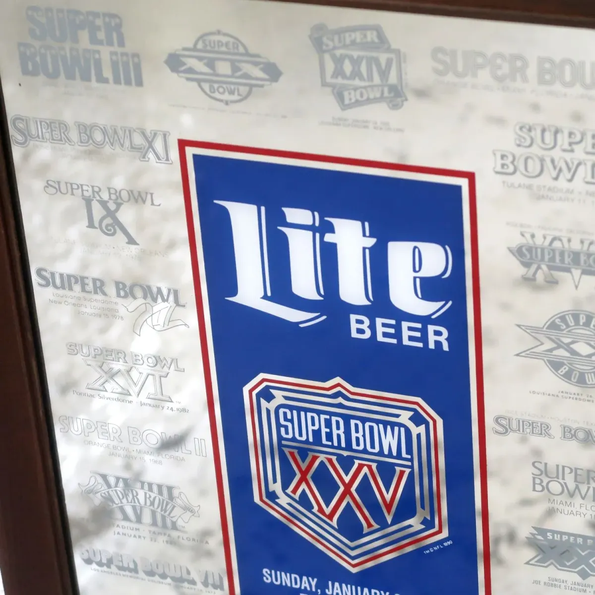 SUPER BOWL×Miller Lite ビンテージ パブミラー