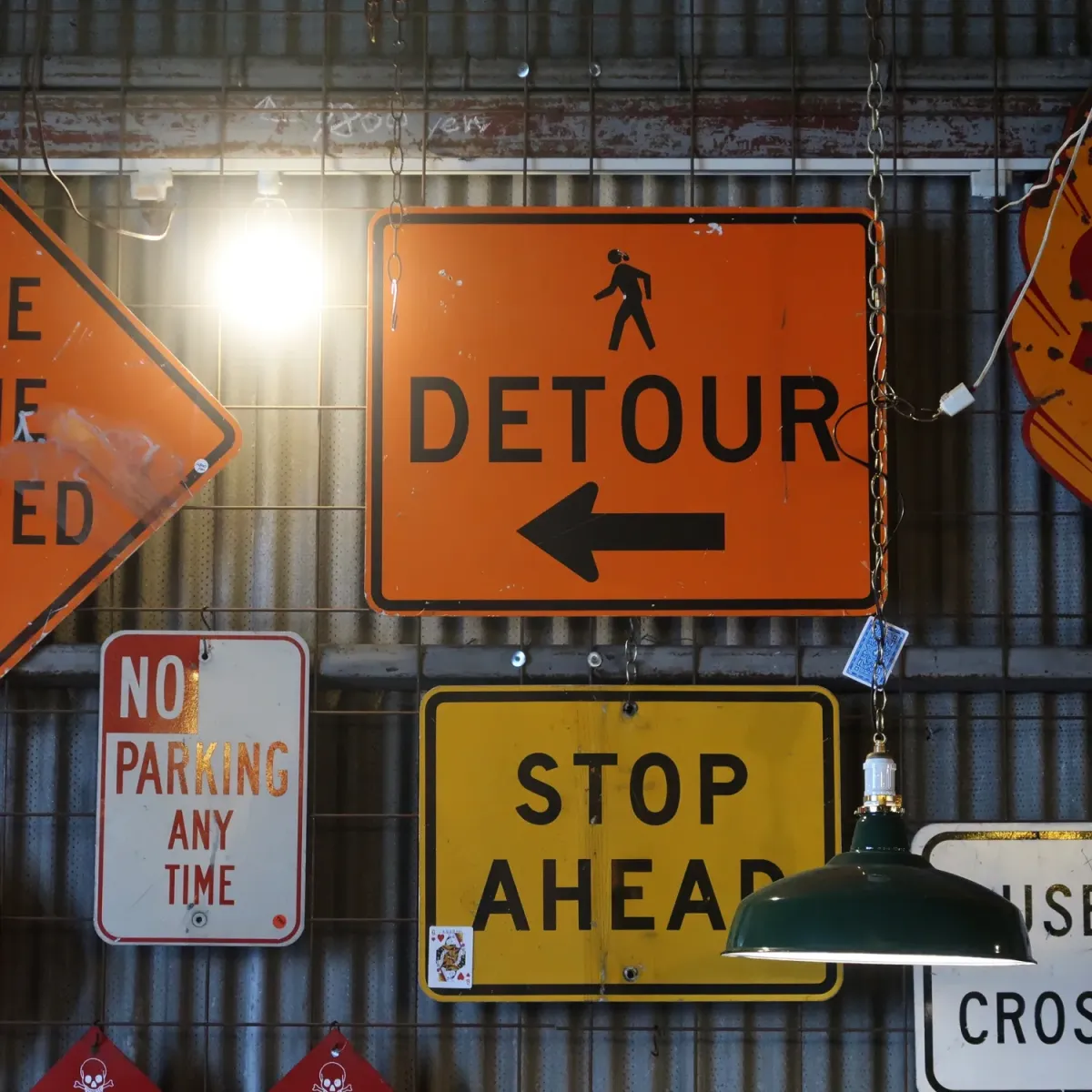 DETOUR ビンテージ ロードサイン