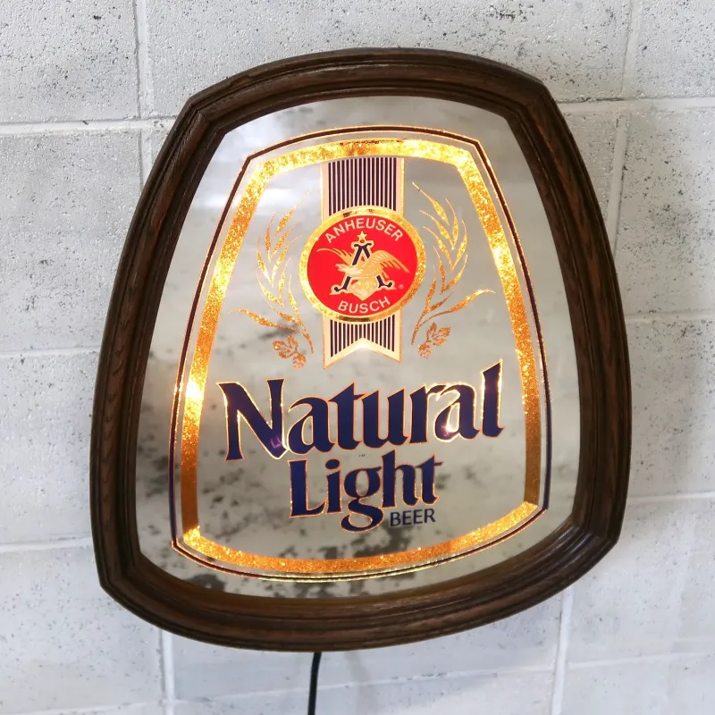 Natural Light ビンテージ ライトサインパブミラー