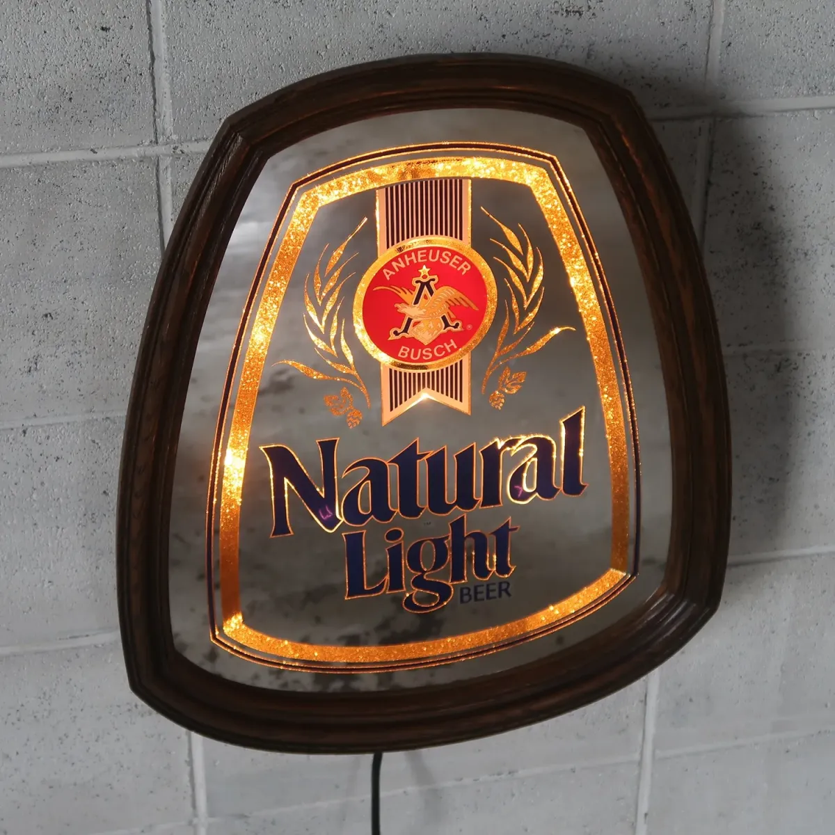 Natural Light ビンテージ ライトサインパブミラー
