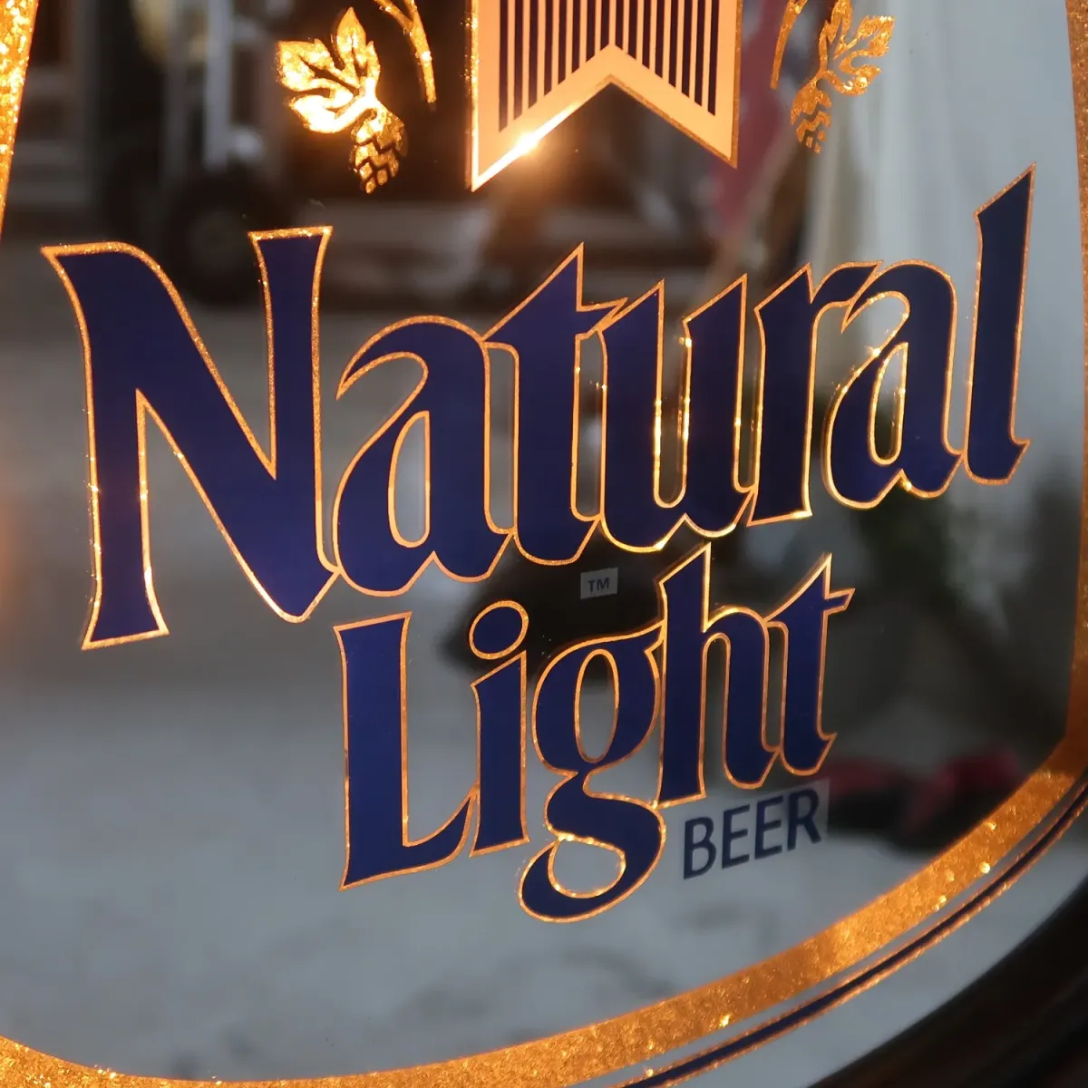 Natural Light ビンテージ ライトサインパブミラー