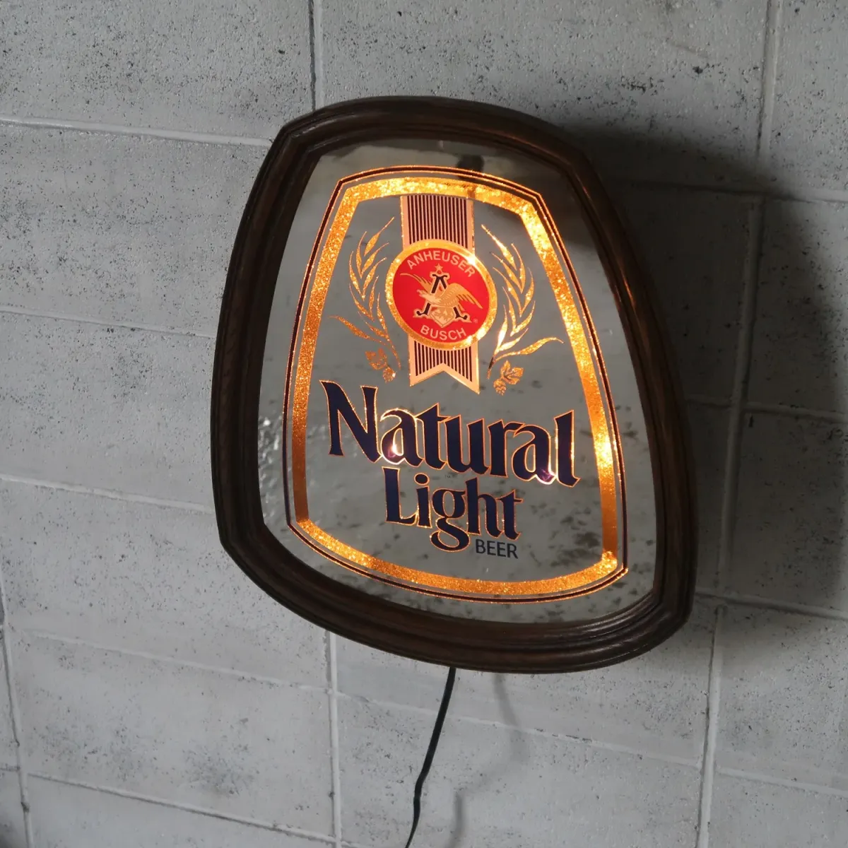 Natural Light ビンテージ ライトサインパブミラー