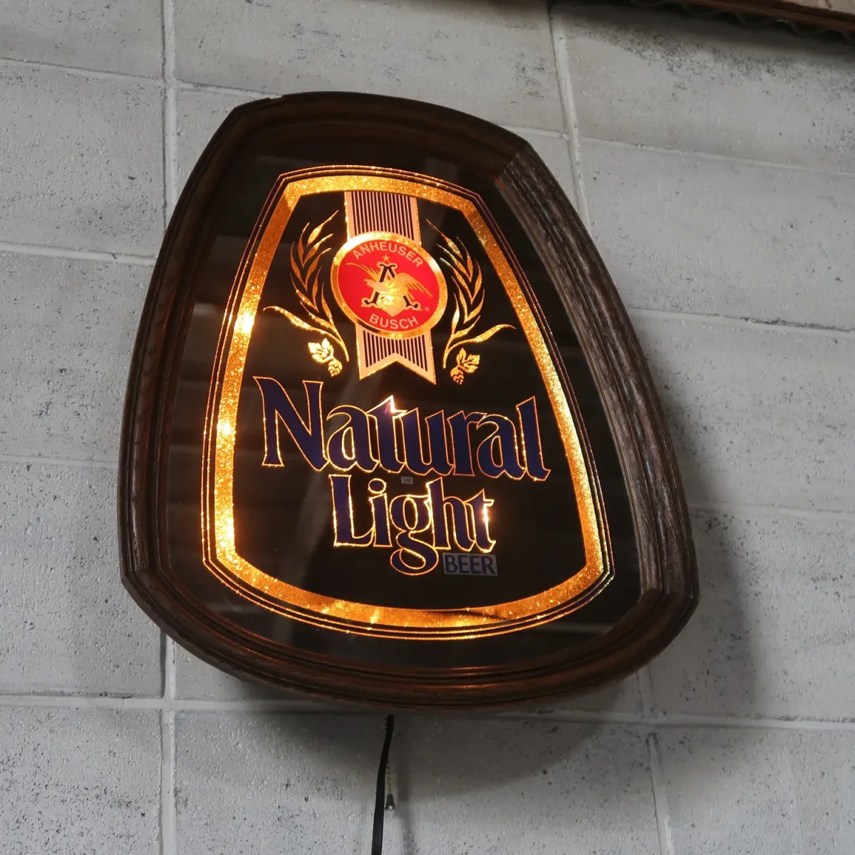Natural Light ビンテージ ライトサインパブミラー