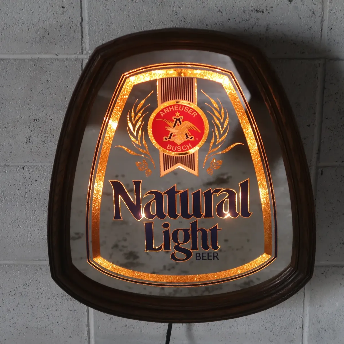 Natural Light ビンテージ ライトサインパブミラー