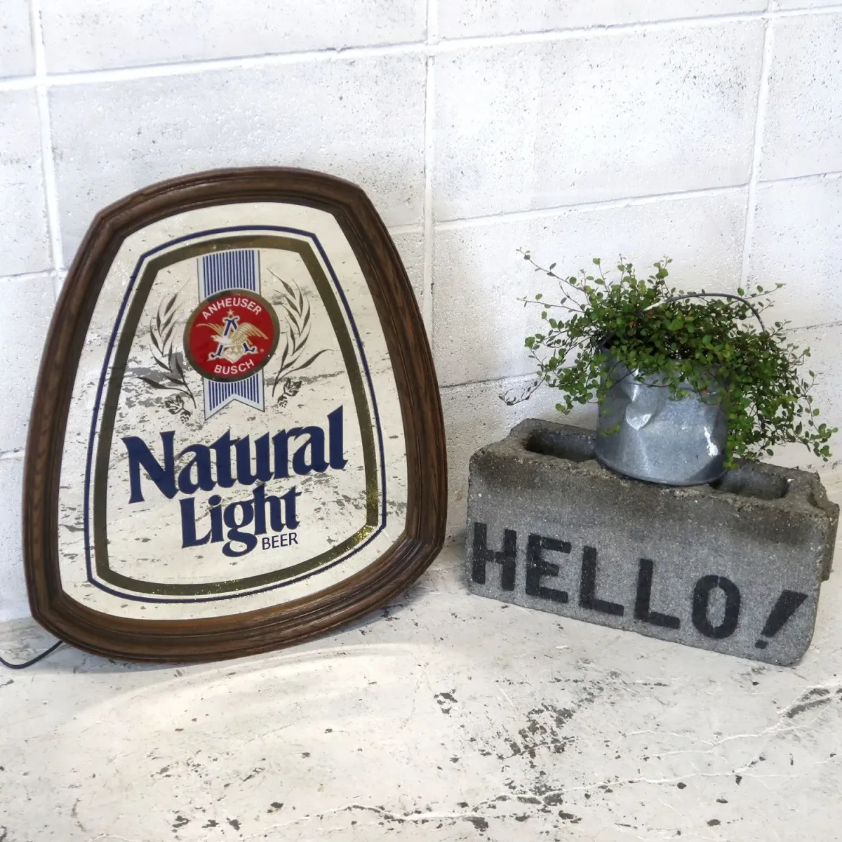 Natural Light ビンテージ ライトサインパブミラー